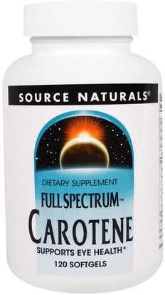 Source Naturals, Carotene, Full Spectrum, 120 Softgels ,الفيتامينات، فيتامين (أ)، بيتا كاروتين
