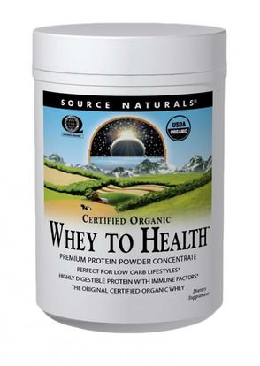 Source Naturals, Certified Organic, Whey to Health, Premium Protein Powder Concentrate, 10 oz (283.75 g) ,المكملات الغذائية، بروتين مصل اللبن
