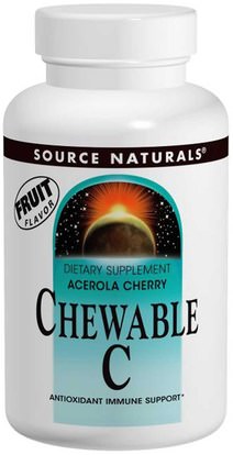 Source Naturals, Chewable C, Acerola Cherry, 500 mg, 250 Tablets ,الفيتامينات، فيتامين ج مضغ