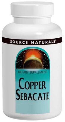 Source Naturals, Copper Sebacate, 22 mg, 120 Tablets ,المكملات الغذائية، والمعادن، والنحاس