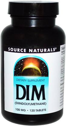 Source Naturals, DIM, (Diindolylmethane), 100 mg, 120 Tablets ,والمكملات الغذائية، والقرنبيط الصليبي، ديندوليلميثان (خافت)