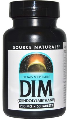 Source Naturals, DIM (Diindolylmethane), 200 mg, 60 Tablets ,والمكملات الغذائية، والقرنبيط الصليبي، ديندوليلميثان (خافت)