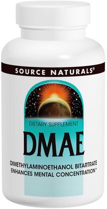 Source Naturals, DMAE, 351 mg, 200 Tablets ,والمكملات، والسوائل دماي وعلامات التبويب
