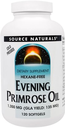 Source Naturals, Evening Primrose Oil, 1,350 mg, 120 Softgels ,المكملات الغذائية، إيفا أوميجا 3 6 9 (إيبا دا)، زيت زهرة الربيع المسائية