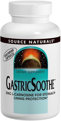 Source Naturals, GastricSoothe, 37.5 mg, 30 Capsules ,والمكملات الغذائية والمعادن والزنك كارنوزين (بيبزين جي)