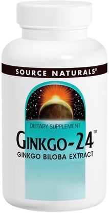 Source Naturals, Ginkgo-24, 40 mg, 120 Tablets ,الأعشاب، الجنكة، بيلوبا