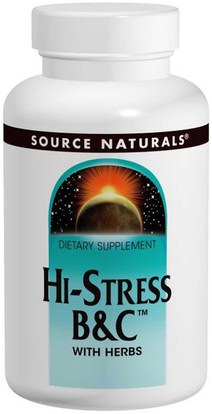Source Naturals, Hi-Stress B&C, 120 Tablets ,الفيتامينات، فيتامين ج بالإضافة إلى الأعشاب