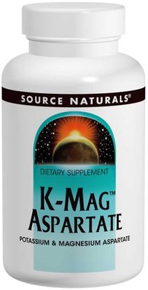 Source Naturals, K-Mag, Aspartate, 120 Tablets ,المكملات الغذائية، الأحماض الأمينية، l حمض الأسبارتيك، المعادن