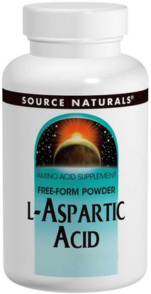 Source Naturals, L-Aspartic Acid, Free-Form Powder, 3.53 oz (100 g) ,المكملات الغذائية، الأحماض الأمينية، حمض الأسبارتيك l