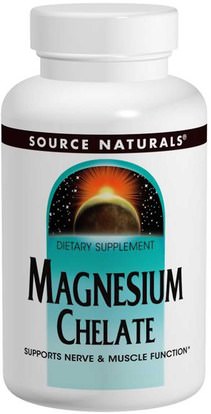 Source Naturals, Magnesium Chelate, 100 mg, 250 Tablets ,والملاحق، والمعادن
