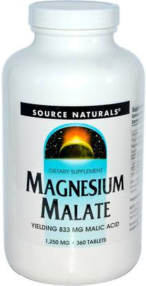 Source Naturals, Magnesium Malate, 1,250 mg, 360 Tablets ,المكملات الغذائية، المعادن، المغنيسيوم مالات
