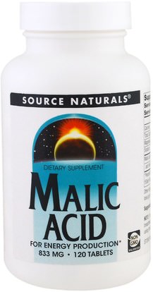 Source Naturals, Malic Acid, 833 mg, 120 Tablets ,والمكملات الغذائية، والمعادن، وحمض الماليك المغنيسيوم