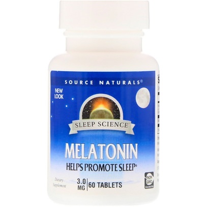 Source Naturals, Melatonin, 3 mg, 60 Tablets ,والمكملات الغذائية، والنوم، الميلاتونين