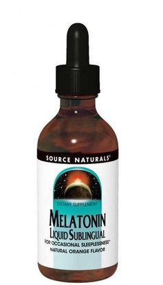Source Naturals, Melatonin Liquid Sublingual, Natural Orange Flavor, 4 fl oz (118.28 ml) ,المكملات الغذائية، الميلاتونين السائل