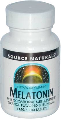 Source Naturals, Melatonin, Orange Flavored Lozenge, 1 mg, 100 Lozenges ,المكملات الغذائية، الميلاتونين 1 ملغ