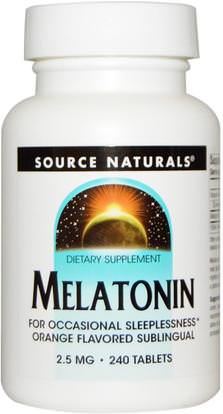 Source Naturals, Melatonin, Orange Flavored Lozenge, 2.5 mg, 240 Lozenges ,المكملات الغذائية، مجمع الميلاتونين