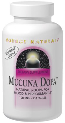 Source Naturals, Mucuna Dopa, 100 mg, 120 Capsules ,الأعشاب، أيورفيدا، أيورفيديك، الأعشاب، موكونا