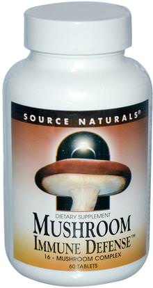 Source Naturals, Mushroom Immune Defense, 16-Mushroom Complex, 60 Tablets ,المكملات الغذائية، الفطر الطبية، الفطر أغاريكوس