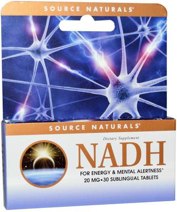 Source Naturals, NADH, 20 mg, 30 Sublingual Tablets ,المكملات الغذائية، ناد