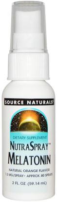 Source Naturals, NutraSpray Melatonin, Natural Orange Flavor, 2 fl oz (59.14 ml) ,المكملات الغذائية، الميلاتونين 2 ملغ