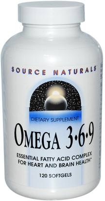 Source Naturals, Omega 3 6 9, 120 Softgels ,المكملات الغذائية، إيفا أوميجا 3 6 9 (إيبا دا)، أوميغا 369 قبعات / علامات التبويب