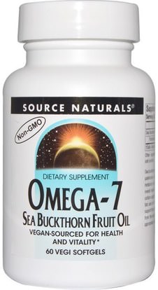 Source Naturals, Omega-7, Seabuckthorn Fruit Oil, 60 Vegi Softgels ,المكملات الغذائية، أوميغا 7، أدابتوغين