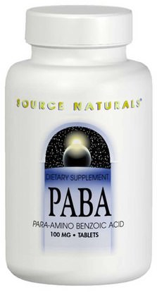 Source Naturals, PABA, 100 mg, 250 Tablets ,الفيتامينات، بابا