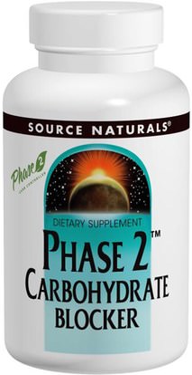 Source Naturals, Phase 2 Carbohydrate Blocker, 500 mg, 60 Tablets ,المكملات الغذائية، أبيض الفاصوليا استخراج الكلى المرحلة 2