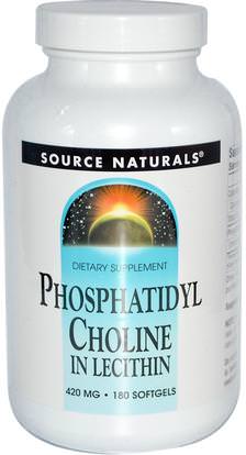 Source Naturals, Phosphatidyl Choline, in Lecithin, 420 mg, 180 Softgels ,المكملات الغذائية، الليسيثين، الكولين، الفوسفاتيديل الكولين