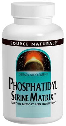 Source Naturals, Phosphatidyl Serine Matrix, 60 Softgels ,المكملات الغذائية، فوسفهاتيديلزير، اضطراب نقص الانتباه، إضافة، أدهد، الدماغ، الذاكرة