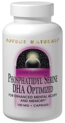 Source Naturals, Phosphatidylserine, DHA Optimized, 100 mg, 30 Capsules ,المكملات الغذائية، فسفاتيديل