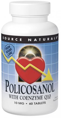 Source Naturals, Policosanol with Coenzyme Q10, 10 mg, 60 Tablets ,المكملات الغذائية، بوليكوسانول