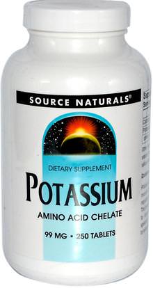 Source Naturals, Potassium, 99 mg, 250 Tablets ,المكملات الغذائية، المعادن، البوتاسيوم