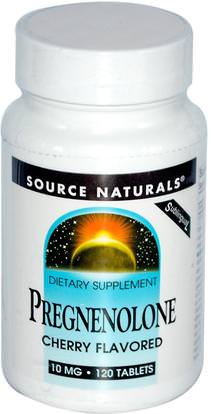 Source Naturals, Pregnenolone Cherry Flavored, 10 mg, 120 Tablets ,المكملات الغذائية، بريغنينولون