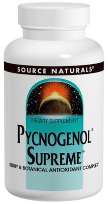 Source Naturals, Pycnogenol Supreme, 30 Tablets ,والمكملات الغذائية، ومضادات الأكسدة، بيكنوغينول