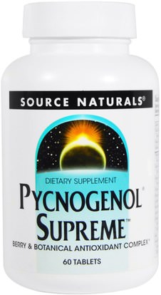 Source Naturals, Pycnogenol Supreme, 60 Tablets ,والمكملات الغذائية، ومضادات الأكسدة، بيكنوغينول