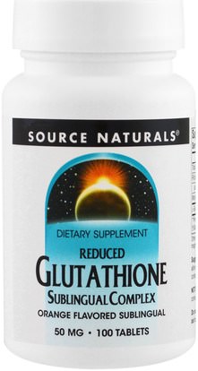 Source Naturals, Reduced Glutathione Complex, Orange Flavored, 50 mg, 100 BioLingual Lozenges ,المكملات الغذائية، ل غلوتاثيون، الأحماض الأمينية