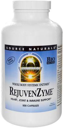 Source Naturals, RejuvenZyme, 500 Capsules ,والمكملات الغذائية، والانزيمات، سيرابيبتاس