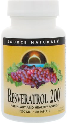 Source Naturals, Resveratrol 200, 200 mg, 60 Tablets ,المكملات الغذائية، مضادات الأكسدة، ريسفيراترول