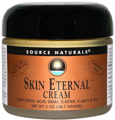 Source Naturals, Skin Eternal Cream, 2 oz (56.7 g) ,الجمال، العناية بالوجه، الكريمات المستحضرات، الأمصال، coq10 الجلد، الصحة، ألفا كريم حمض الليبويك رذاذ