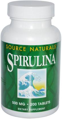 Source Naturals, Spirulina, 500 mg, 200 Tablets ,المكملات الغذائية، سبيرولينا