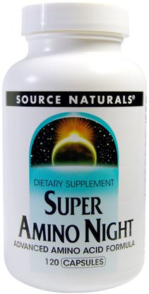 Source Naturals, Super Amino Night, 120 Capsules ,والمكملات، والأحماض الأمينية، وتركيبات الأحماض الأمينية