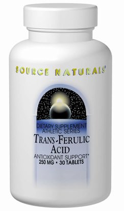 Source Naturals, Trans-Ferulic Acid, 250 mg, 30 Tablets ,المكملات الغذائية، وحامض الفيروليك
