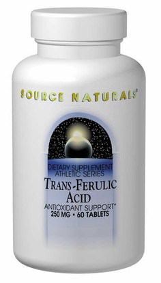 Source Naturals, Trans-Ferulic Acid, 250 mg, 60 Tablets ,المكملات الغذائية، وحامض الفيروليك