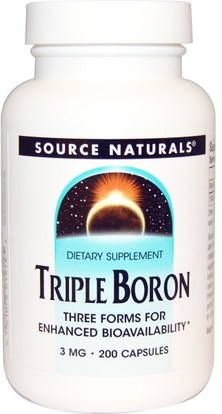 Source Naturals, Triple Boron, 3 mg, 200 Capsules ,المكملات الغذائية، والمعادن، البورون
