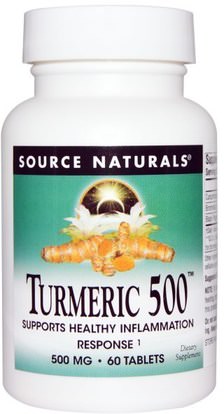 Source Naturals, Turmeric 500, 60 Tablets ,المكملات الغذائية، مضادات الأكسدة، الكركمين، الكركم