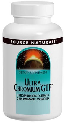 Source Naturals, Ultra Chromium GTF, 200 mcg, 120 Tablets ,والملاحق، والمعادن، والكروم غت (عامل تحمل الجلوكوز)