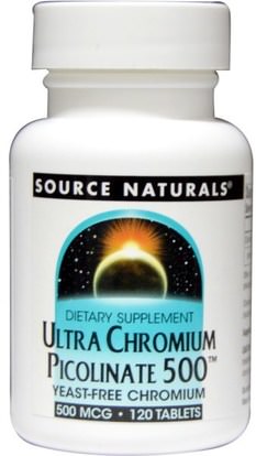 Source Naturals, Ultra Chromium Picolinate 500, 500 mcg, 120 Tablets ,المكملات الغذائية، المعادن، بيكولينات الكروم