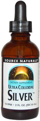 Source Naturals, Ultra Colloidal Silver, 10 PPM, 2 fl oz (59.14 ml) ,المكملات الغذائية، المعادن، المعادن السائلة، المضادات الحيوية