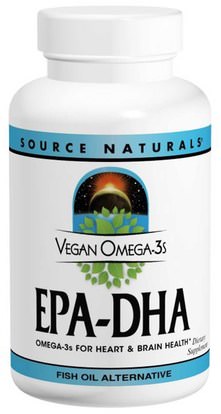 Source Naturals, Vegan Omega-3S, EPA-DHA, 300 mg, 60 Vegan Softgels ,المكملات الغذائية، ايفا اوميجا 3 6 9 (إيبا دا)